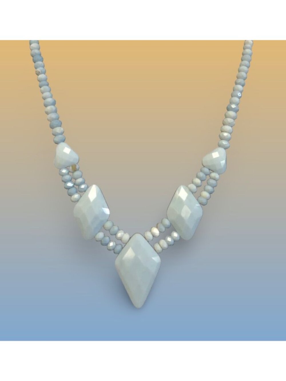 Jay King Faceted Blue Opal Necklace Sterling Silver Clasp Southwest Style Gift